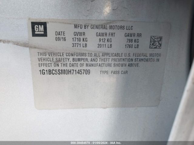 Photo 8 VIN: 1G1BC5SM0H7145709 - CHEVROLET CRUZE 