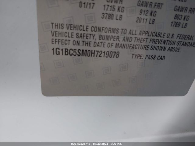 Photo 8 VIN: 1G1BC5SM0H7219078 - CHEVROLET CRUZE 