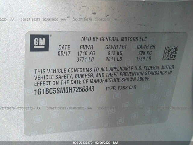 Photo 8 VIN: 1G1BC5SM0H7256843 - CHEVROLET CRUZE 