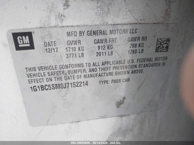 Photo 8 VIN: 1G1BC5SM0J7152214 - CHEVROLET CRUZE 