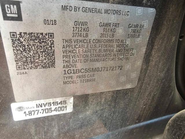 Photo 9 VIN: 1G1BC5SM0J7172172 - CHEVROLET CRUZE LS 