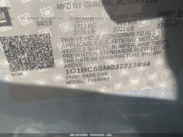 Photo 8 VIN: 1G1BC5SM0J7213884 - CHEVROLET CRUZE 