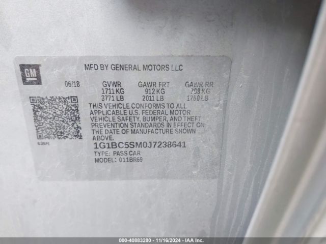 Photo 8 VIN: 1G1BC5SM0J7238641 - CHEVROLET CRUZE 