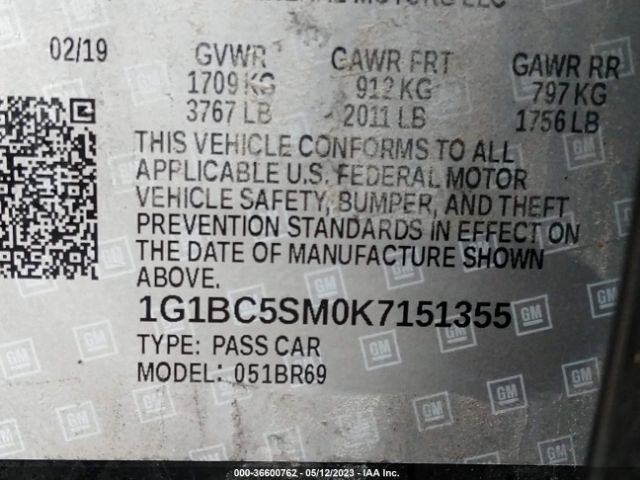 Photo 8 VIN: 1G1BC5SM0K7151355 - CHEVROLET CRUZE 