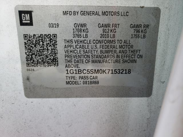 Photo 9 VIN: 1G1BC5SM0K7153218 - CHEVROLET CRUZE LS 