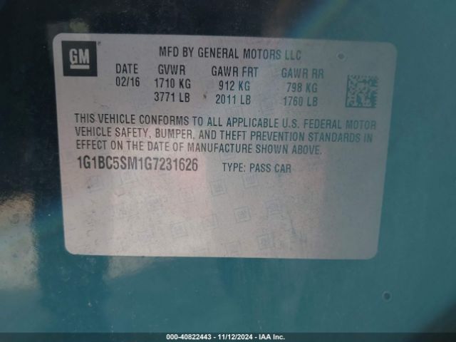 Photo 8 VIN: 1G1BC5SM1G7231626 - CHEVROLET CRUZE 