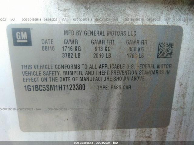 Photo 8 VIN: 1G1BC5SM1H7123380 - CHEVROLET CRUZE 