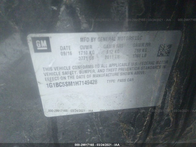 Photo 8 VIN: 1G1BC5SM1H7149428 - CHEVROLET CRUZE 