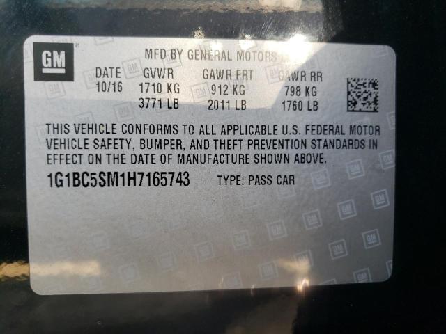 Photo 9 VIN: 1G1BC5SM1H7165743 - CHEVROLET CRUZE LS 