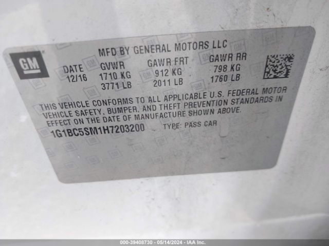 Photo 8 VIN: 1G1BC5SM1H7203200 - CHEVROLET CRUZE 