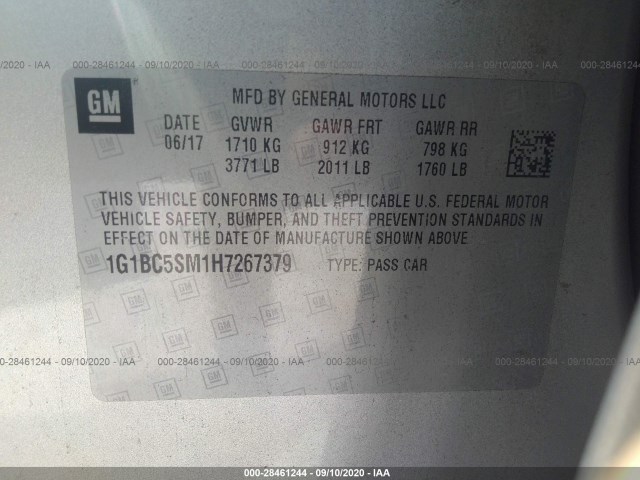 Photo 8 VIN: 1G1BC5SM1H7267379 - CHEVROLET CRUZE 