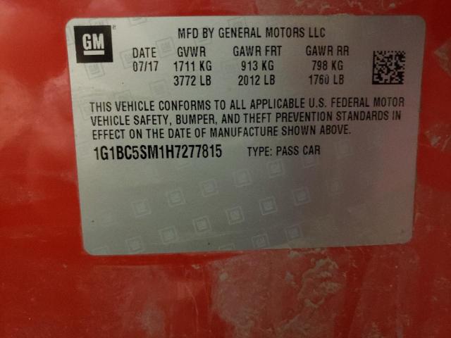 Photo 11 VIN: 1G1BC5SM1H7277815 - CHEVROLET CRUZE LS 