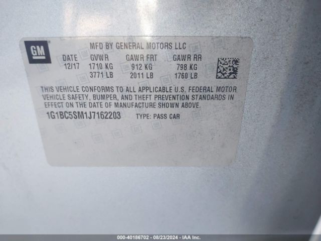 Photo 8 VIN: 1G1BC5SM1J7162203 - CHEVROLET CRUZE 