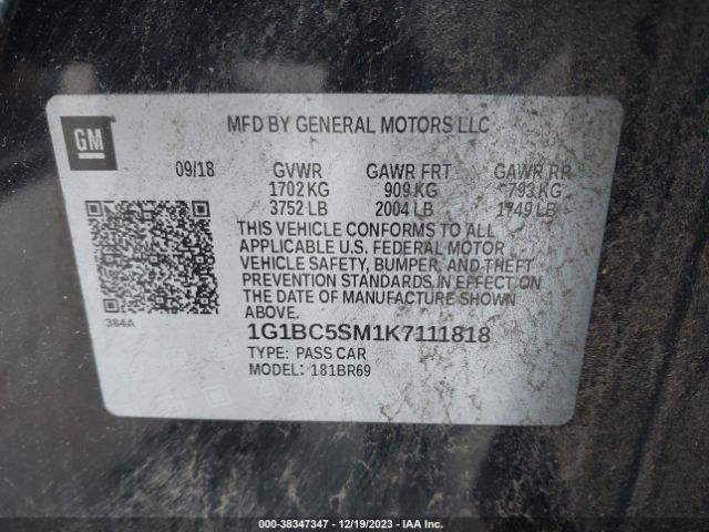 Photo 8 VIN: 1G1BC5SM1K7111818 - CHEVROLET CRUZE 