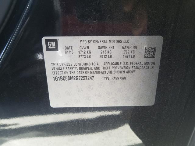 Photo 9 VIN: 1G1BC5SM2G7257247 - CHEVROLET CRUZE LS 