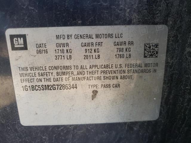 Photo 11 VIN: 1G1BC5SM2G7286344 - CHEVROLET CRUZE LS 