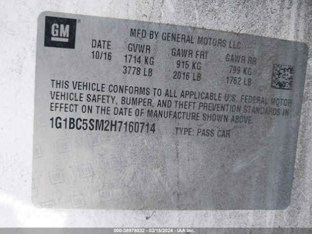 Photo 8 VIN: 1G1BC5SM2H7160714 - CHEVROLET CRUZE 