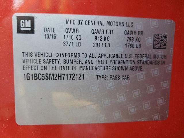 Photo 11 VIN: 1G1BC5SM2H7172121 - CHEVROLET CRUZE LS 