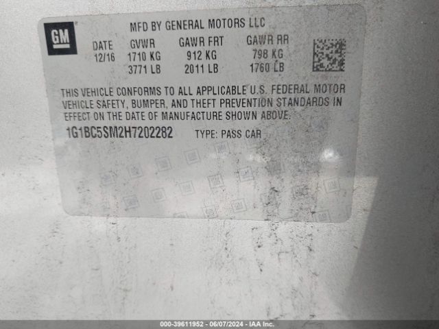 Photo 8 VIN: 1G1BC5SM2H7202282 - CHEVROLET CRUZE 