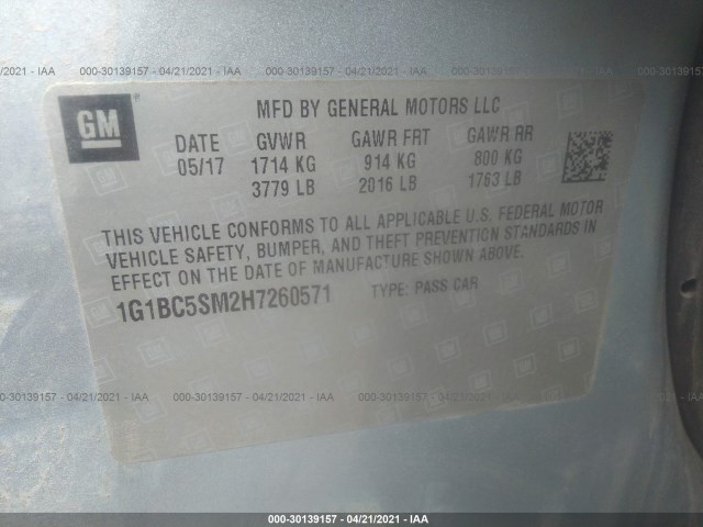 Photo 8 VIN: 1G1BC5SM2H7260571 - CHEVROLET CRUZE 