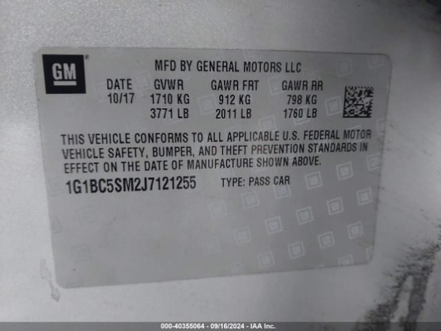 Photo 8 VIN: 1G1BC5SM2J7121255 - CHEVROLET CRUZE 