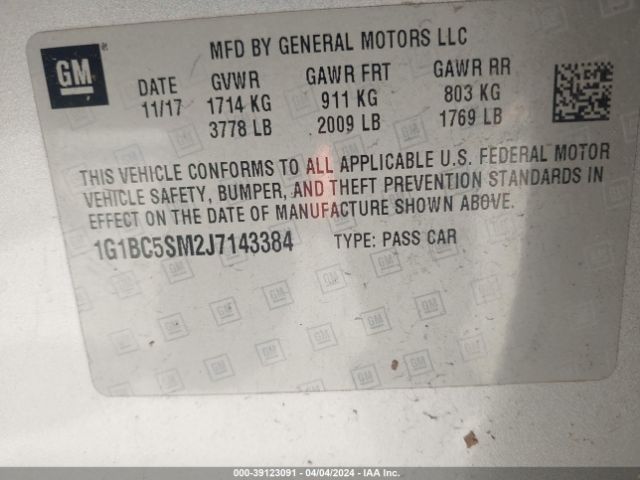 Photo 8 VIN: 1G1BC5SM2J7143384 - CHEVROLET CRUZE 