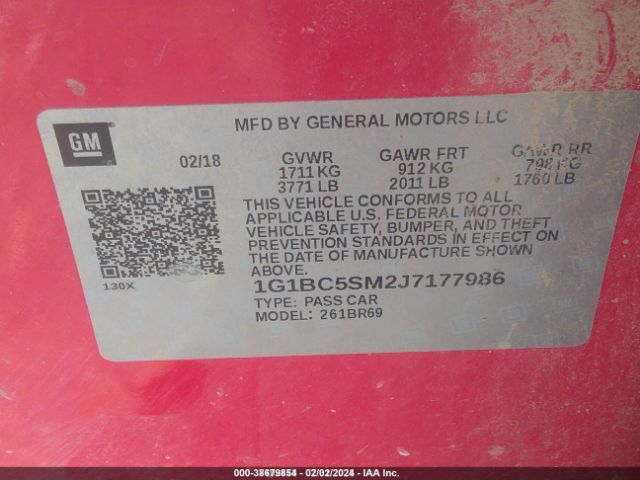 Photo 8 VIN: 1G1BC5SM2J7177986 - CHEVROLET CRUZE 