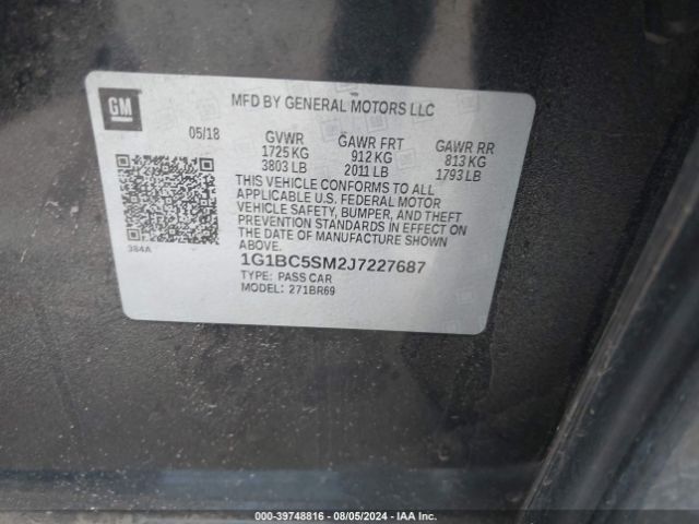 Photo 8 VIN: 1G1BC5SM2J7227687 - CHEVROLET CRUZE 