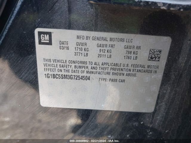 Photo 8 VIN: 1G1BC5SM3G7254504 - CHEVROLET CRUZE 