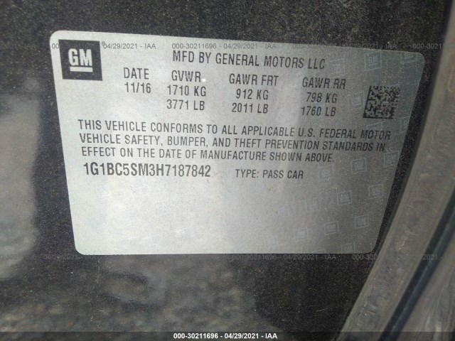 Photo 8 VIN: 1G1BC5SM3H7187842 - CHEVROLET CRUZE 