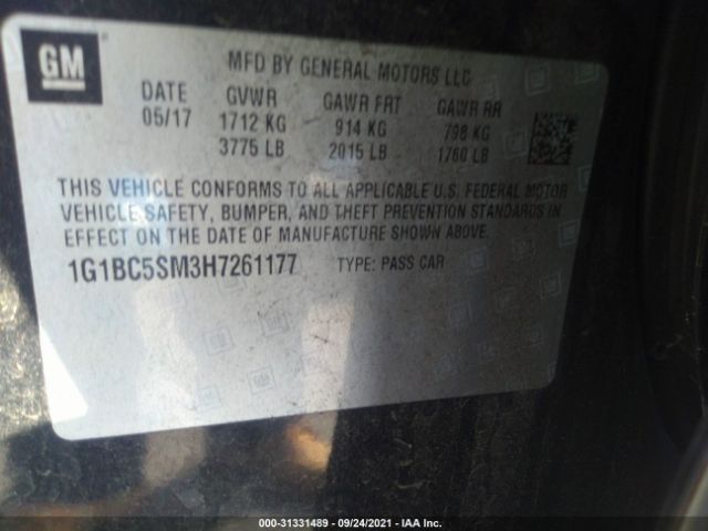 Photo 8 VIN: 1G1BC5SM3H7261177 - CHEVROLET CRUZE LS 