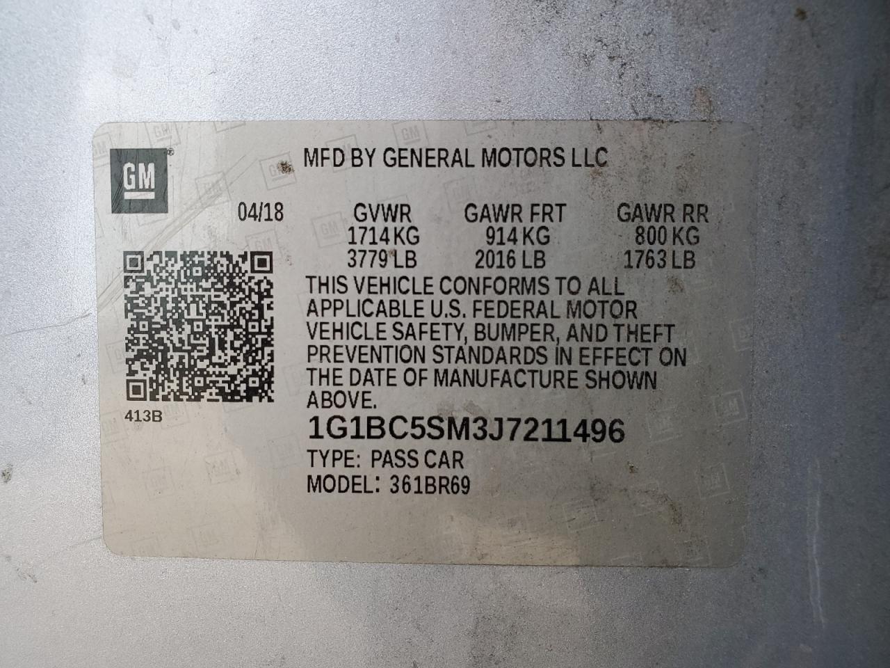 Photo 12 VIN: 1G1BC5SM3J7211496 - CHEVROLET CRUZE 