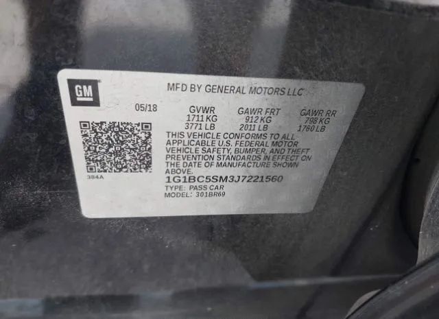 Photo 8 VIN: 1G1BC5SM3J7221560 - CHEVROLET CRUZE 