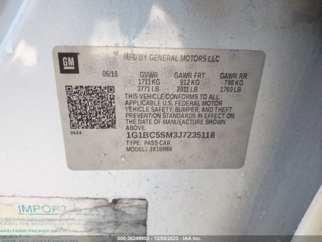 Photo 8 VIN: 1G1BC5SM3J7235118 - CHEVROLET CRUZE 