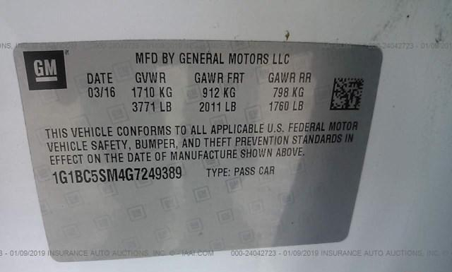 Photo 8 VIN: 1G1BC5SM4G7249389 - CHEVROLET CRUZE 