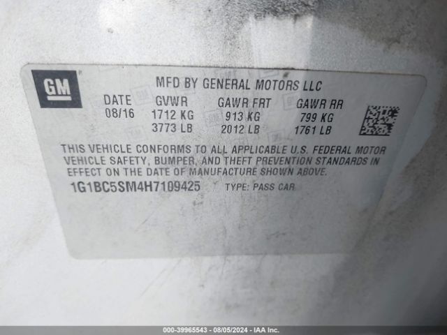 Photo 8 VIN: 1G1BC5SM4H7109425 - CHEVROLET CRUZE 