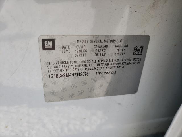 Photo 9 VIN: 1G1BC5SM4H7119078 - CHEVROLET CRUZE LS 