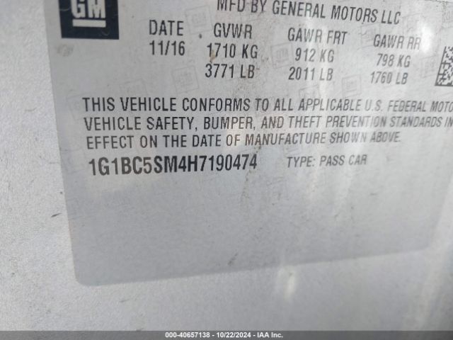 Photo 8 VIN: 1G1BC5SM4H7190474 - CHEVROLET CRUZE 