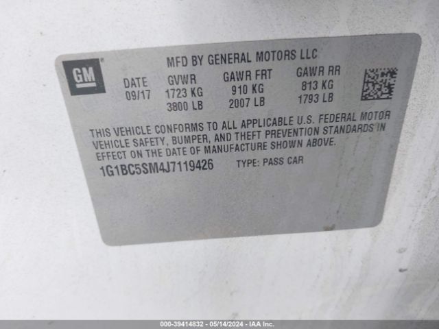 Photo 8 VIN: 1G1BC5SM4J7119426 - CHEVROLET CRUZE 