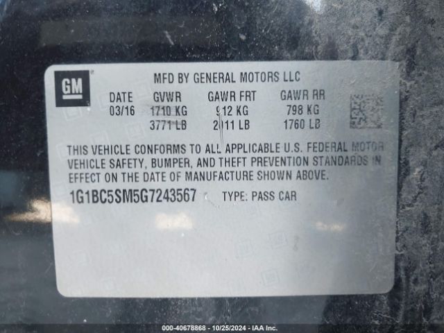 Photo 8 VIN: 1G1BC5SM5G7243567 - CHEVROLET CRUZE 