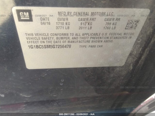 Photo 8 VIN: 1G1BC5SM5G7256478 - CHEVROLET CRUZE 