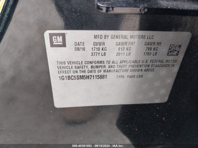 Photo 8 VIN: 1G1BC5SM5H7115881 - CHEVROLET CRUZE 