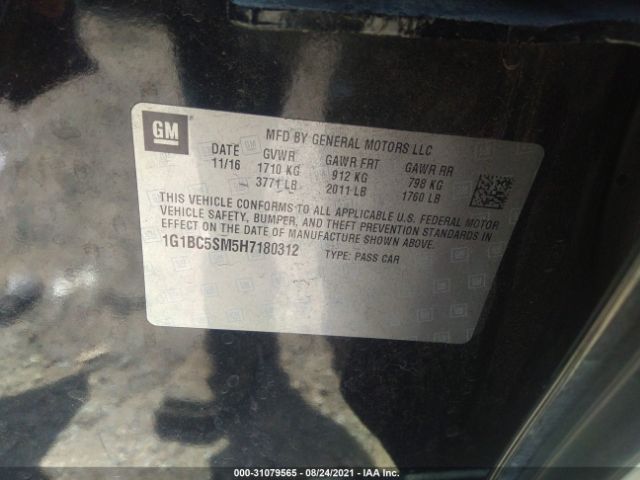 Photo 8 VIN: 1G1BC5SM5H7180312 - CHEVROLET CRUZE 