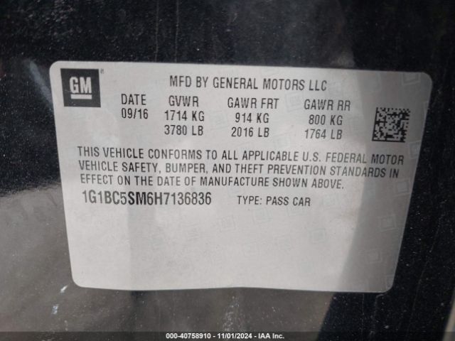 Photo 8 VIN: 1G1BC5SM6H7136836 - CHEVROLET CRUZE 