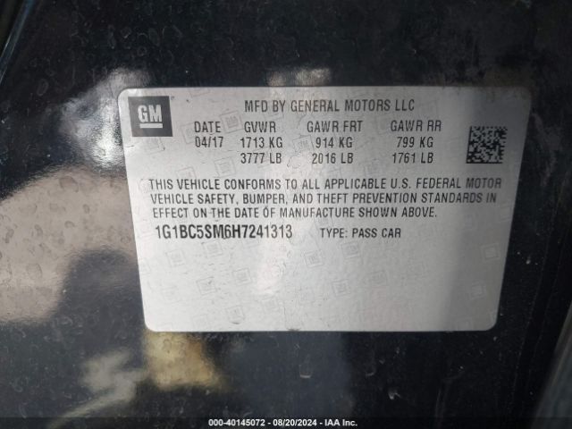 Photo 8 VIN: 1G1BC5SM6H7241313 - CHEVROLET CRUZE 