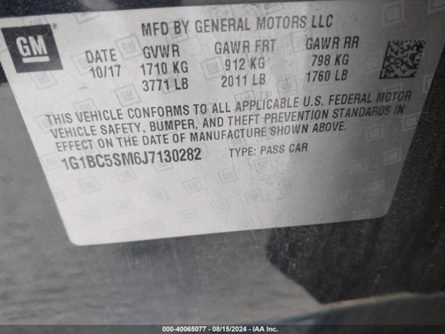 Photo 8 VIN: 1G1BC5SM6J7130282 - CHEVROLET CRUZE 