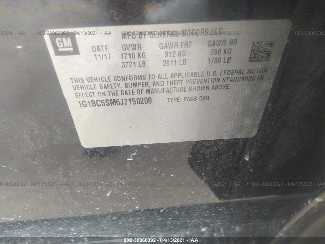 Photo 8 VIN: 1G1BC5SM6J7150208 - CHEVROLET CRUZE 