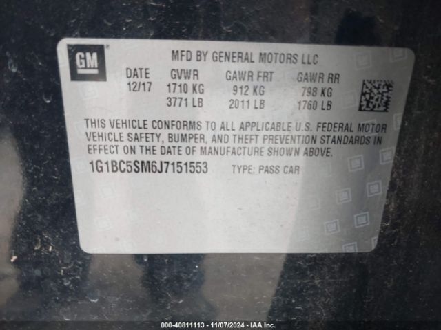 Photo 8 VIN: 1G1BC5SM6J7151553 - CHEVROLET CRUZE 