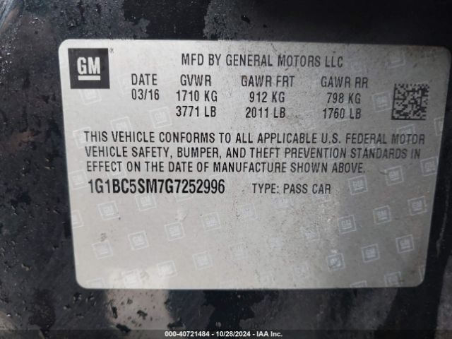 Photo 8 VIN: 1G1BC5SM7G7252996 - CHEVROLET CRUZE 