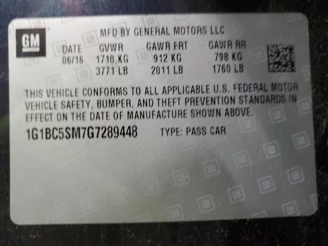 Photo 9 VIN: 1G1BC5SM7G7289448 - CHEVROLET CRUZE LS 